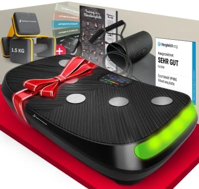 Sportstech VP400: 4D Vibrationsplatte mit Smart‑LED und Trainingsbändern