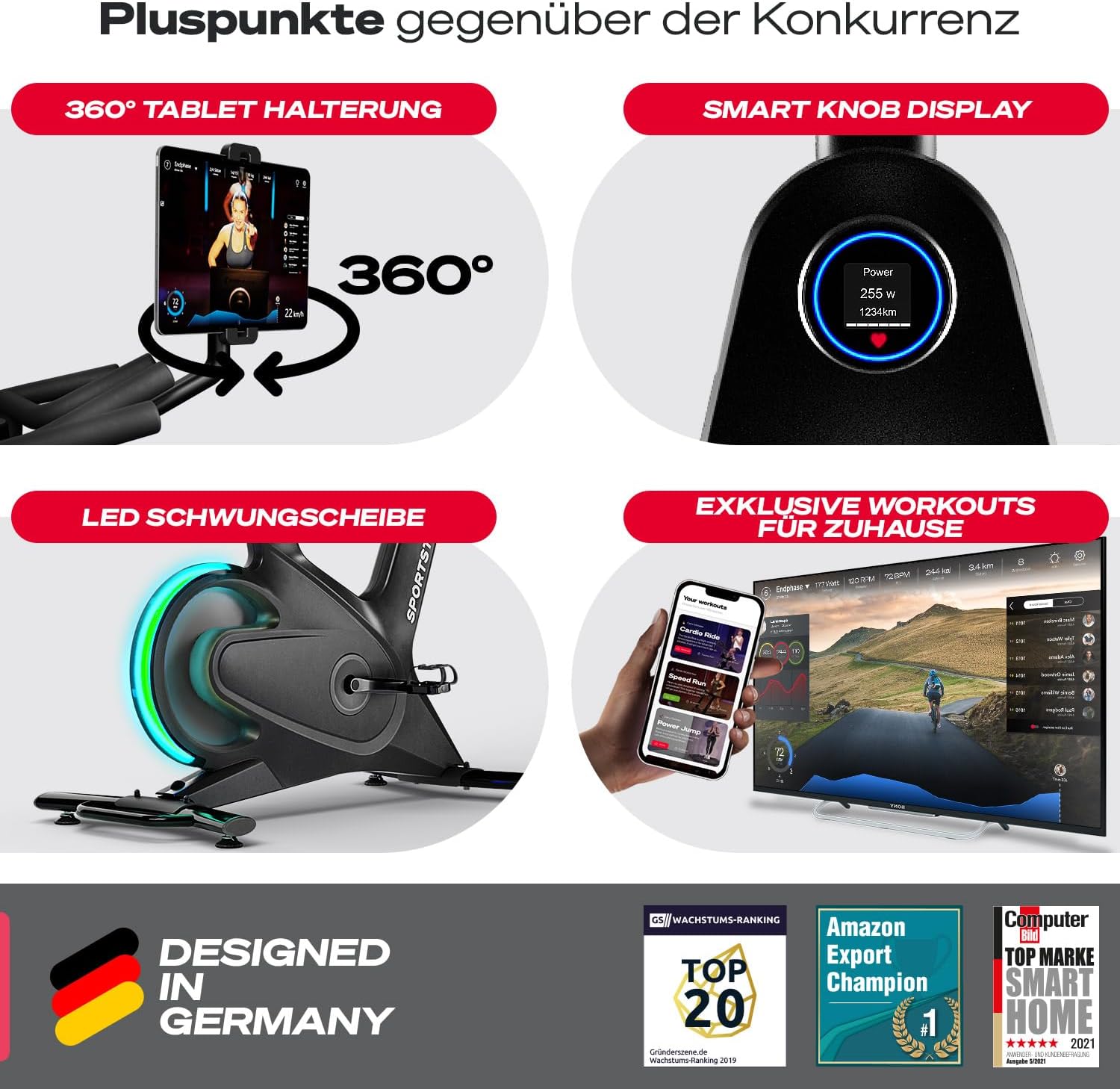 Sportstech Sbike Lite: Heimtrainer mit App & Tablet-Halterung