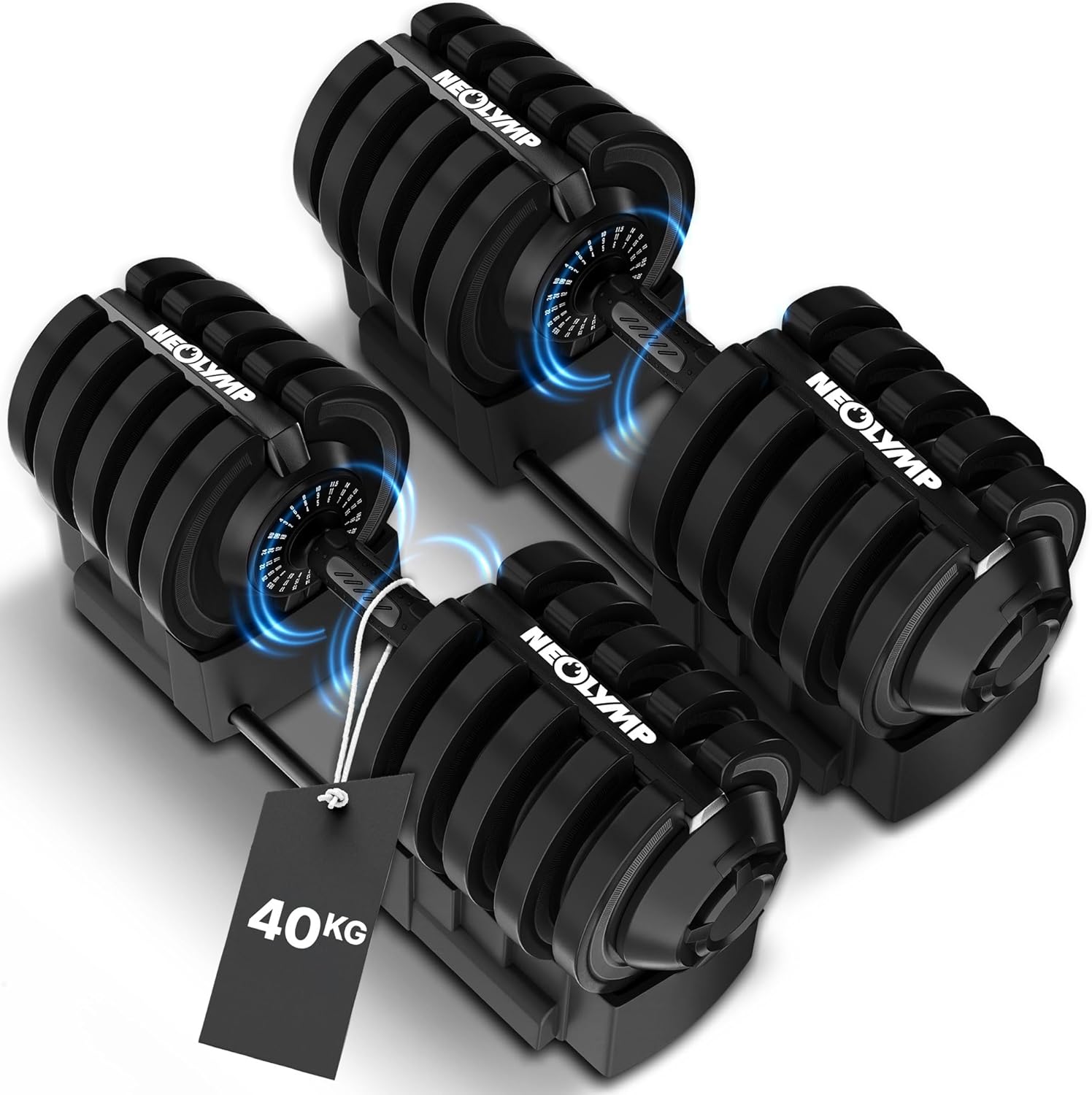 NEOLYMP Verstellbare Kurzhantel 2–40 kg mit Schnellverstellung, Einzelstück