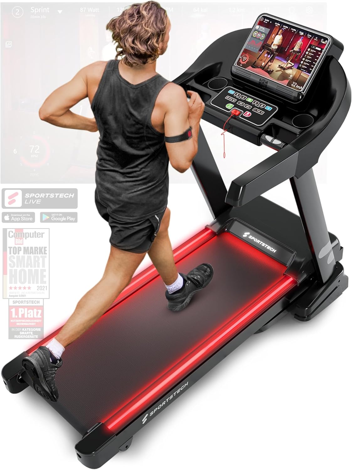 Sportstech F37s: Klappbares Laufband, 7 PS, 20 km/h, Steigung & App