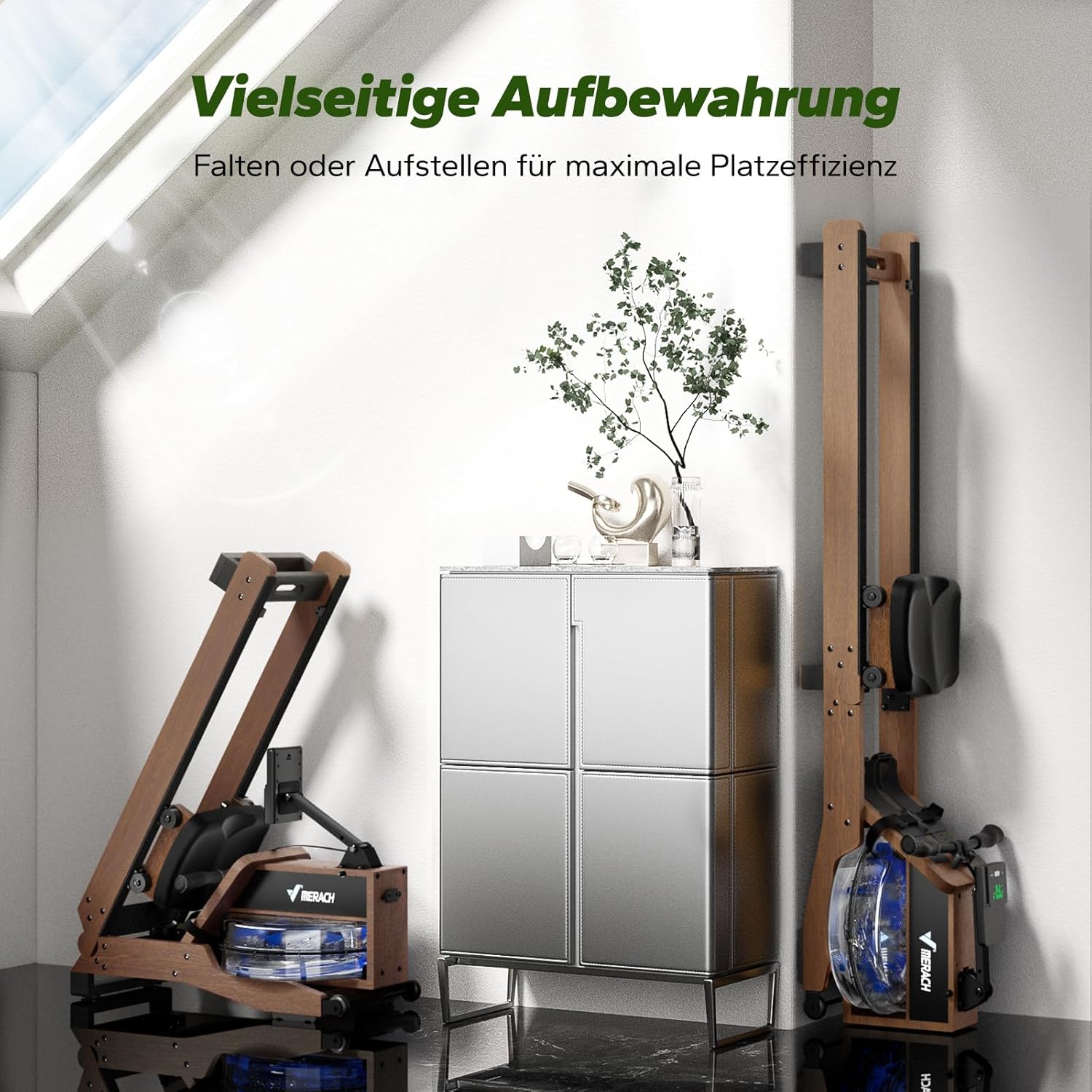 MERACH Wasser-Rudergerät aus Holz: Klappbar & interaktiv für Zuhause