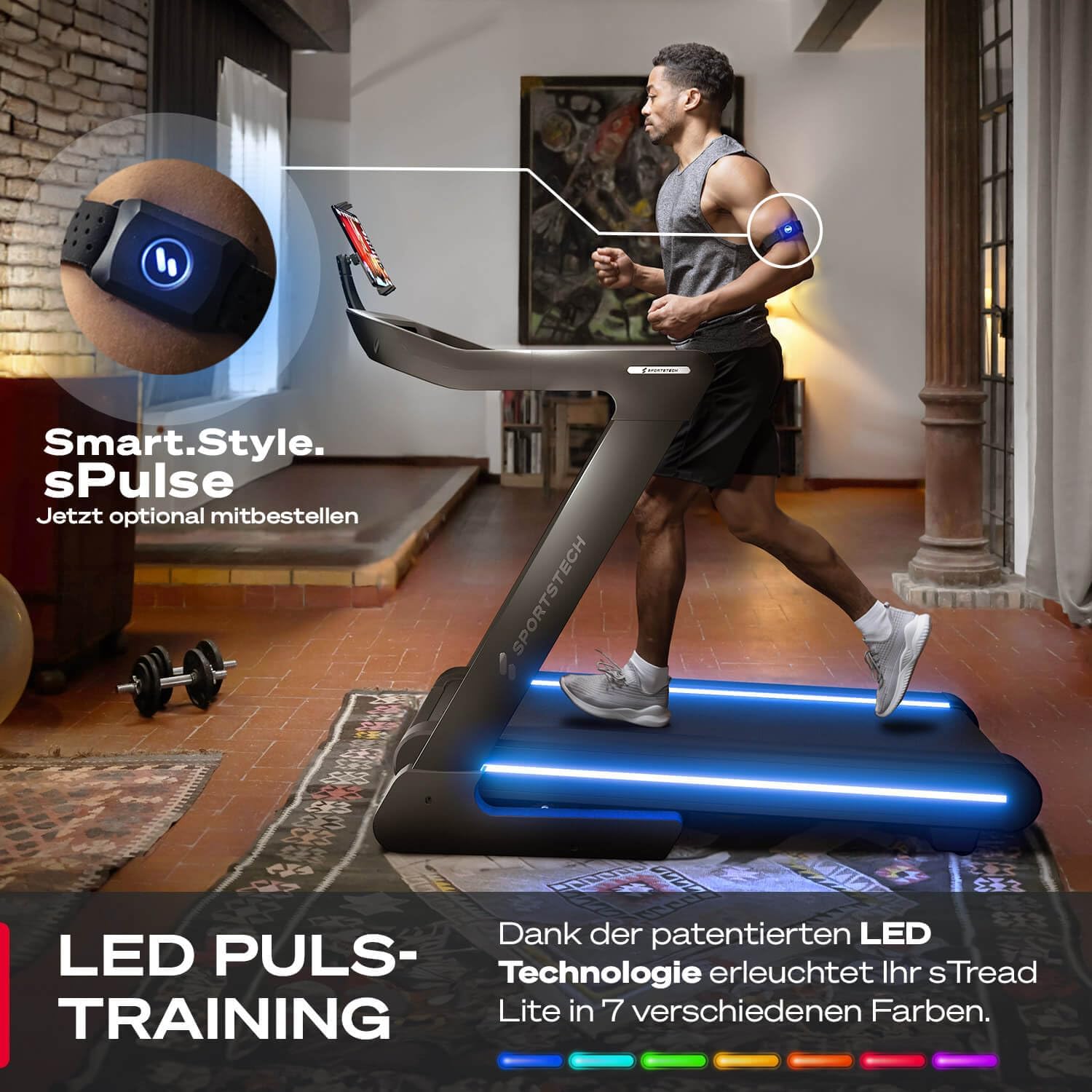 Sportstech sTread Pro/Lite: Klappbares Laufband, 20 km/h, 17 % Steigung