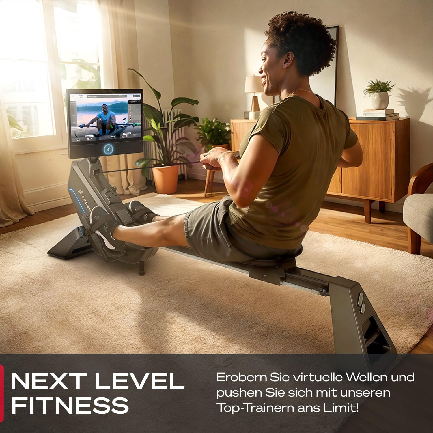 Sportstech Premium Rudergerät mit 21,5" Touchscreen & App