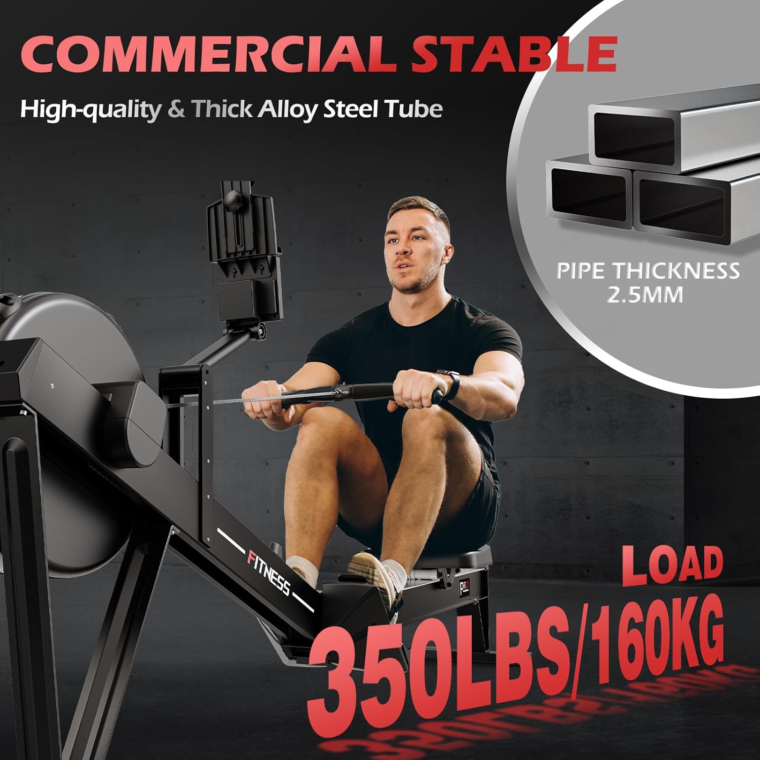 PASYOU Luftwiderstand Rudergerät für Zuhause: 10 Stufen, Komfortsitz, Kinomap APP