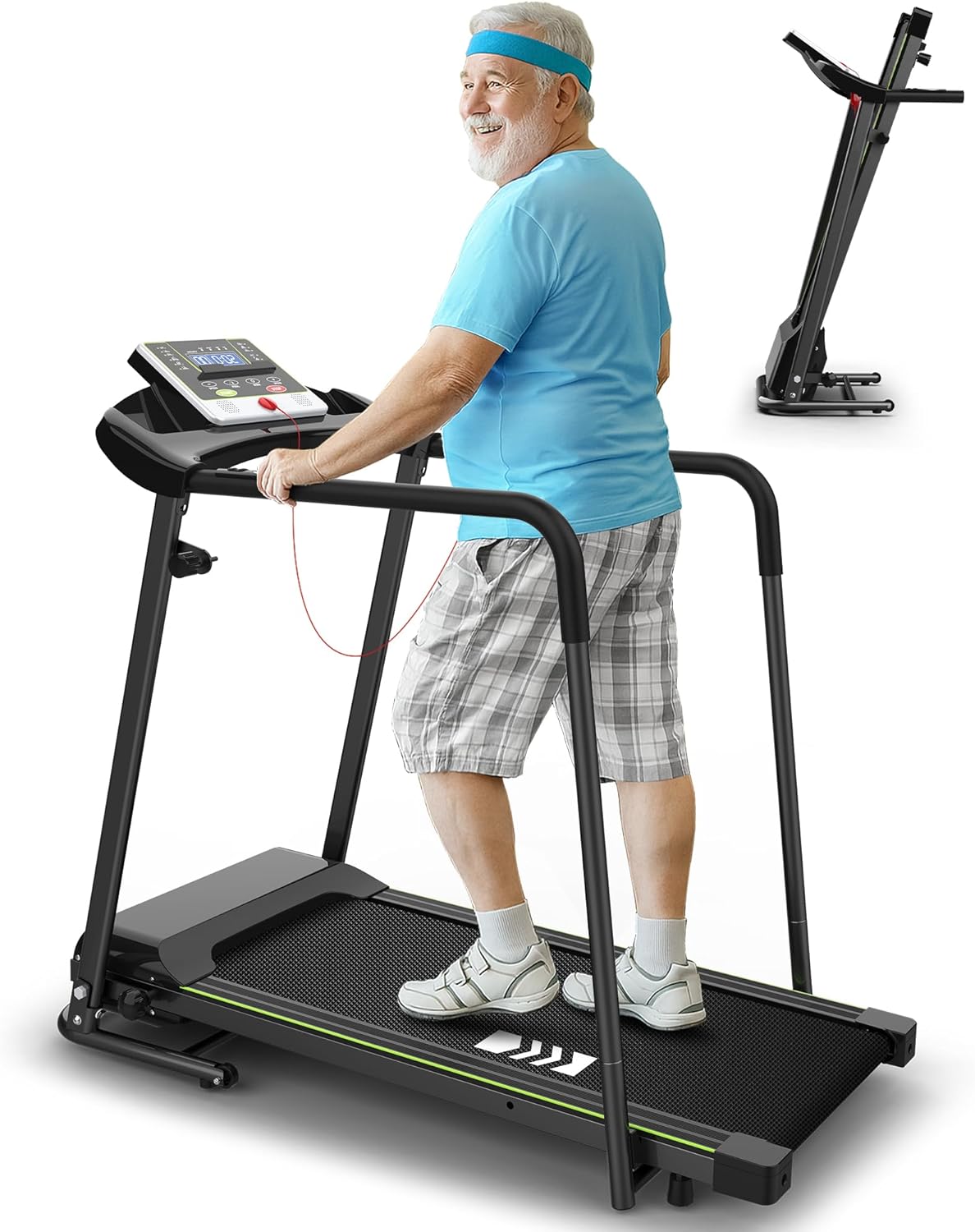 CIIHI Senioren Laufband: Heimtrainer mit extra langen Handläufen für Senioren