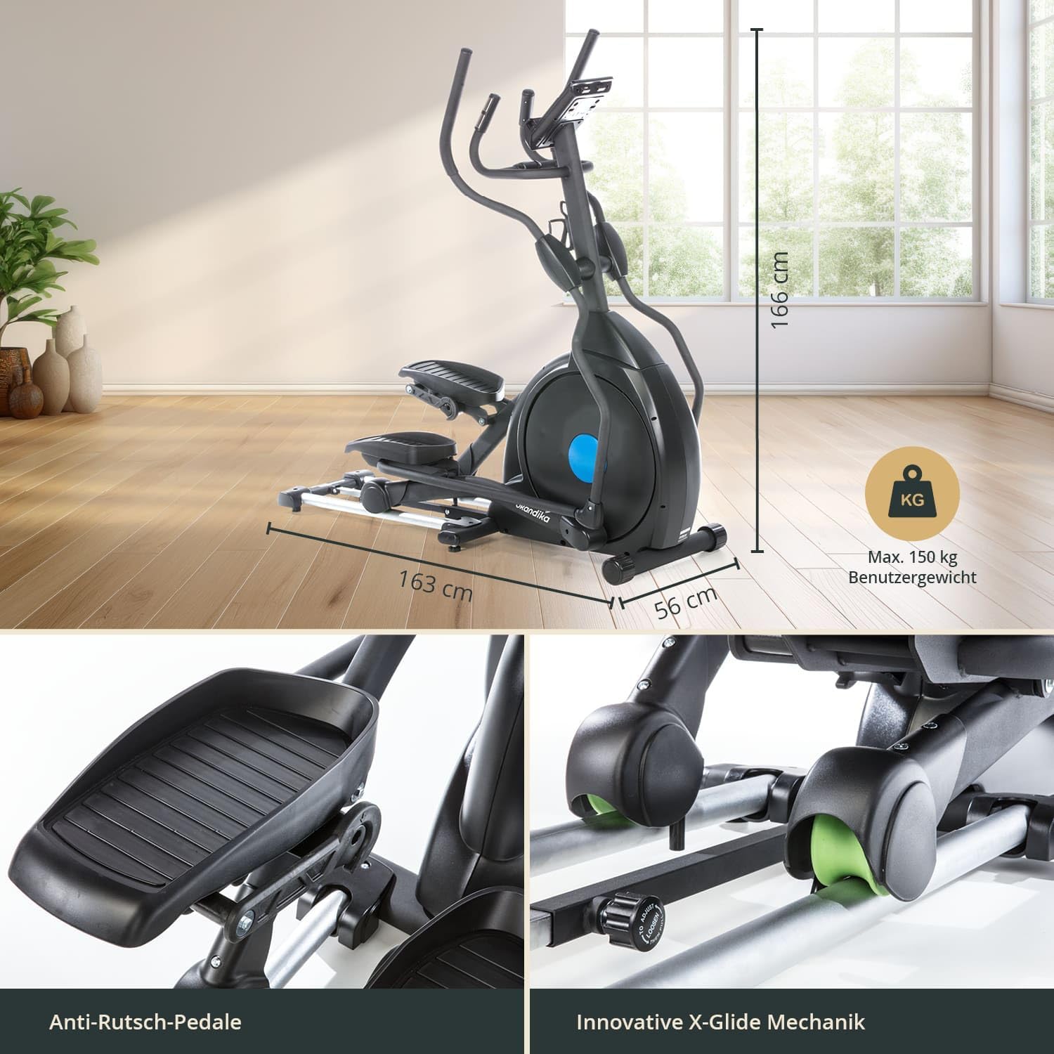 Skandika CardioCross Carbon Champ Elliptical Trainer | Bluetooth & Kinomap