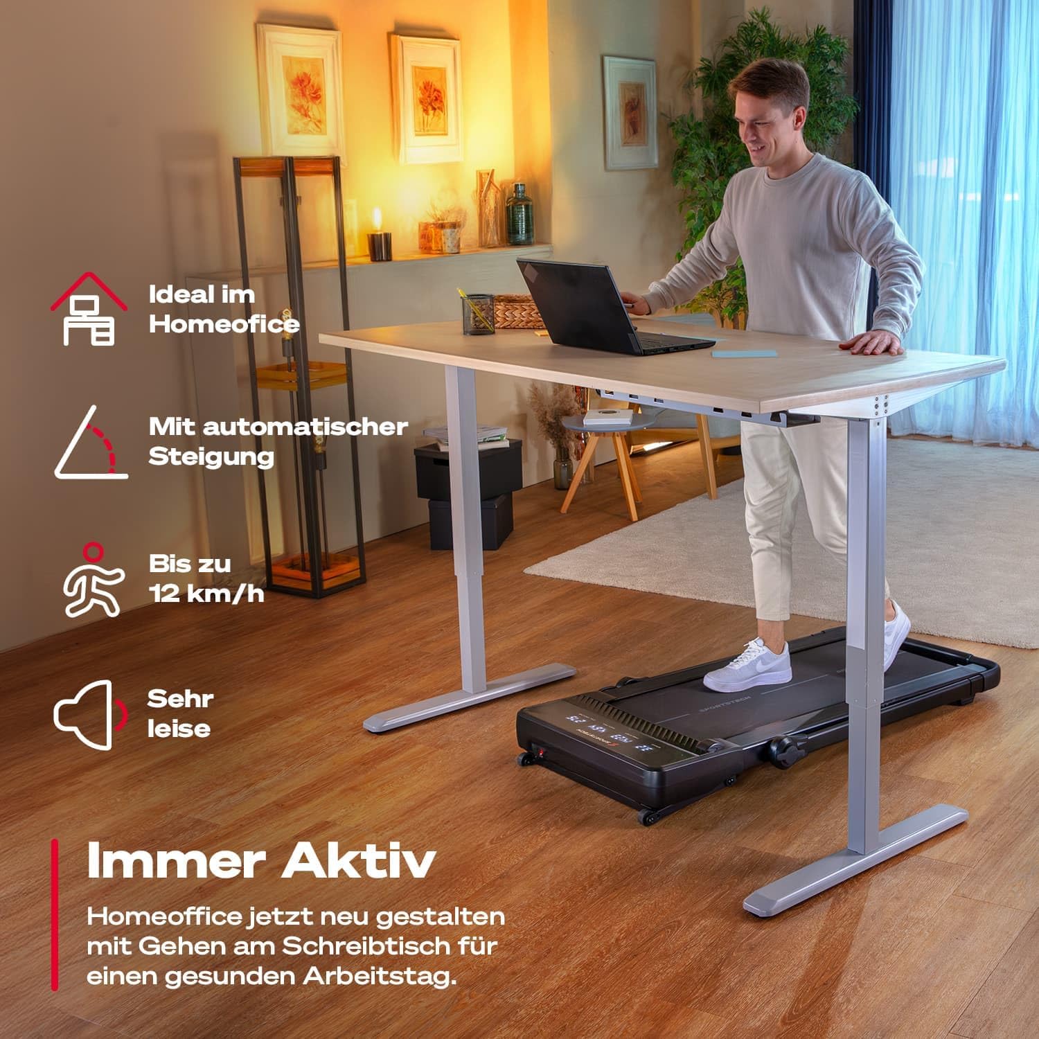 Sportstech sPad500 Laufband: Faltbar mit Steigung für Zuhause