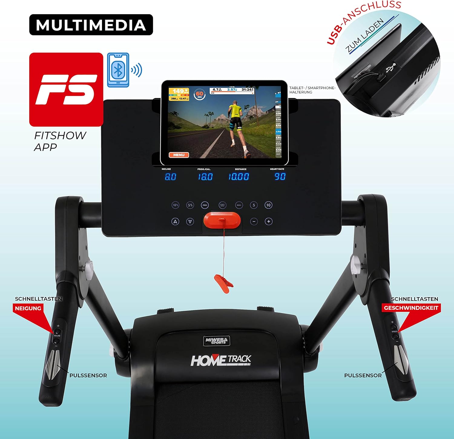 Miweba Sports HT3000 Laufband: 3.5 PS, 10 mph, 15% Steigung, App