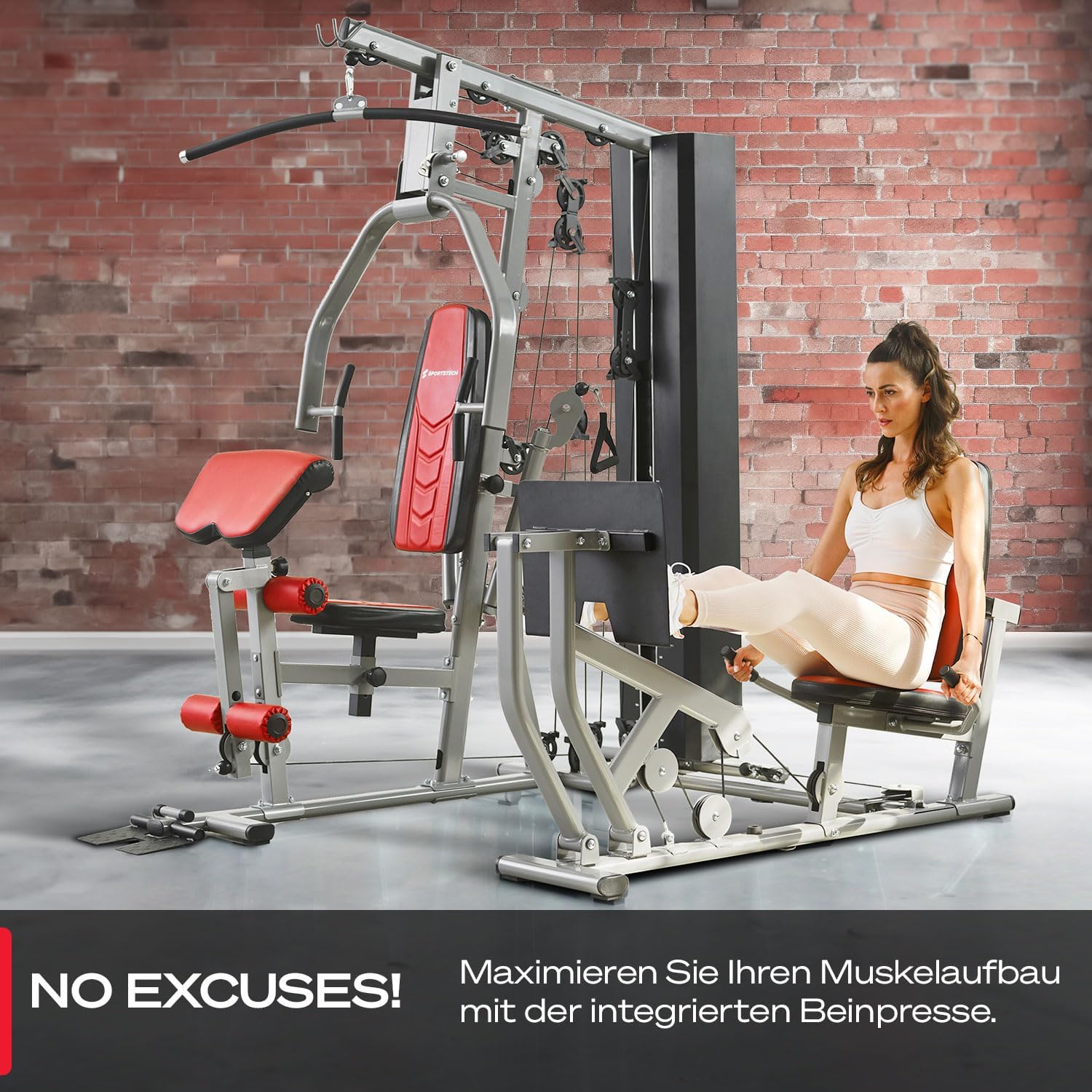 Sportstech HGX300: Multifunktions-Kraftstation mit Beinpresse, Stepper & Powertower