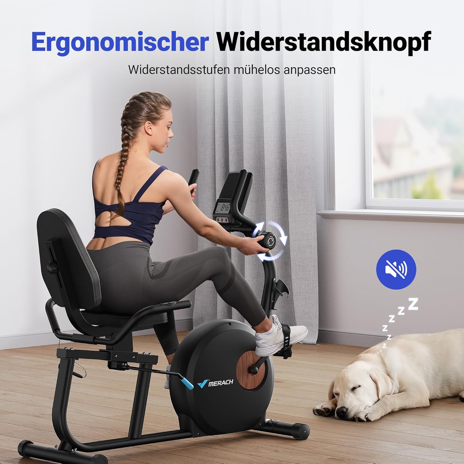 MERACH Liegeergometer: Heimtrainer mit Bluetooth und verstellbarer Rückenlehne