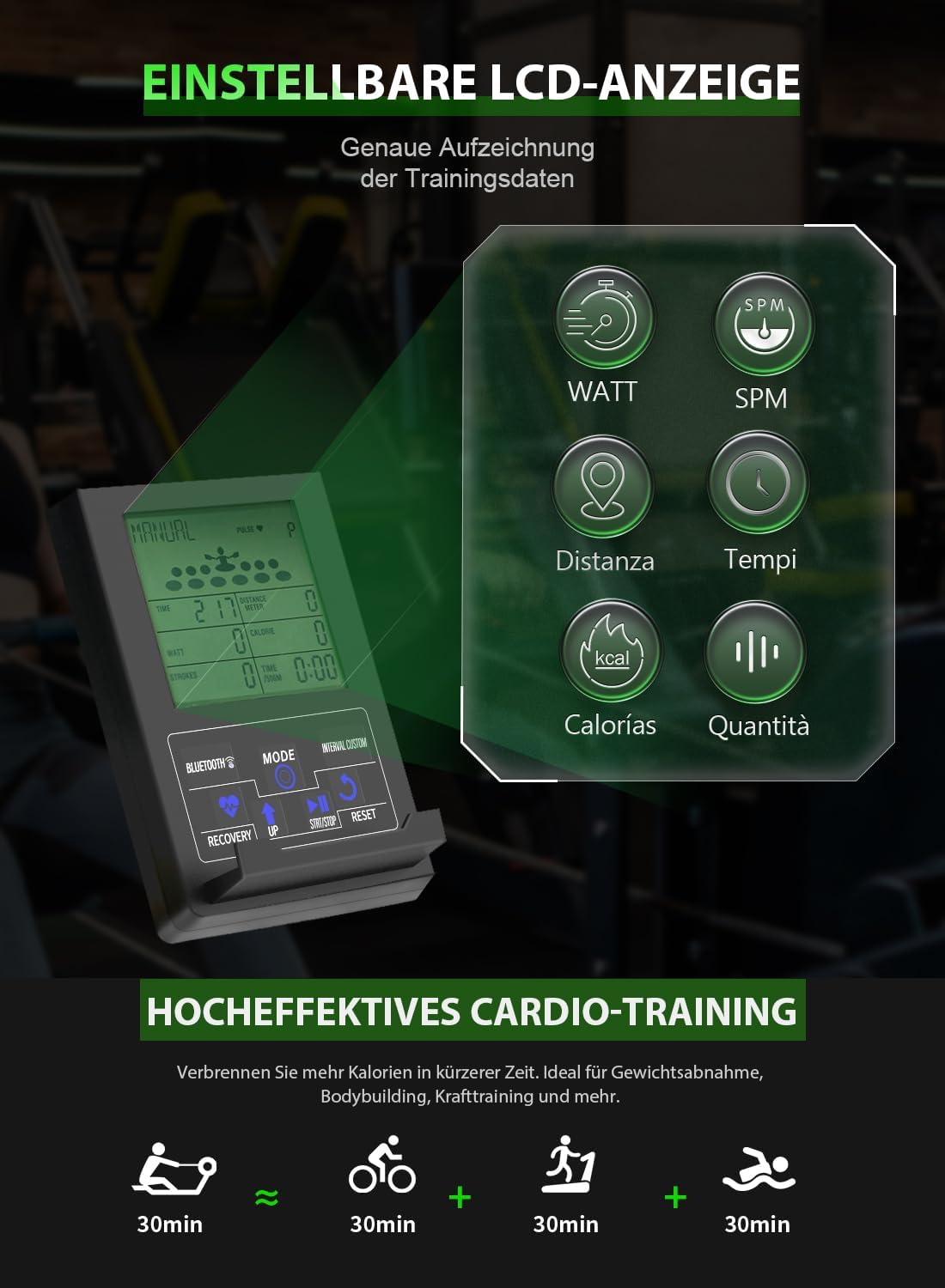 Neezee Water Rowing Machine | Solid Wood, Foldable, Bluetooth Display