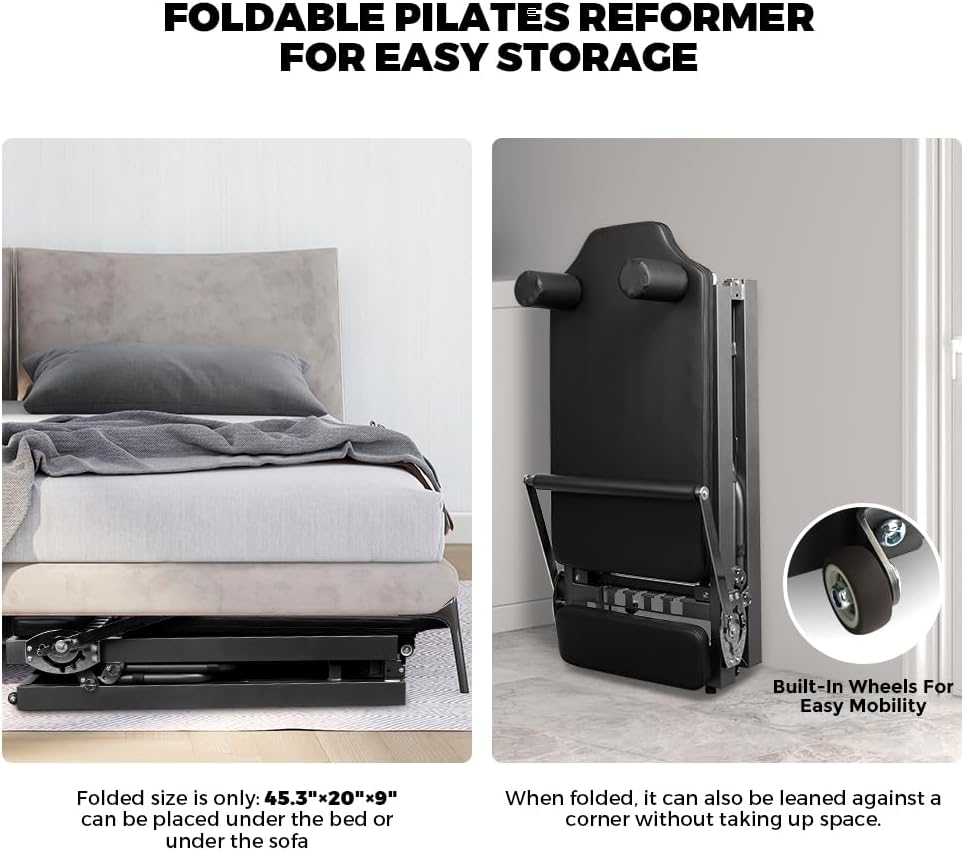 ONETWOFIT Pilates Reformer: Faltbar, für Core, Yoga & Krafttraining