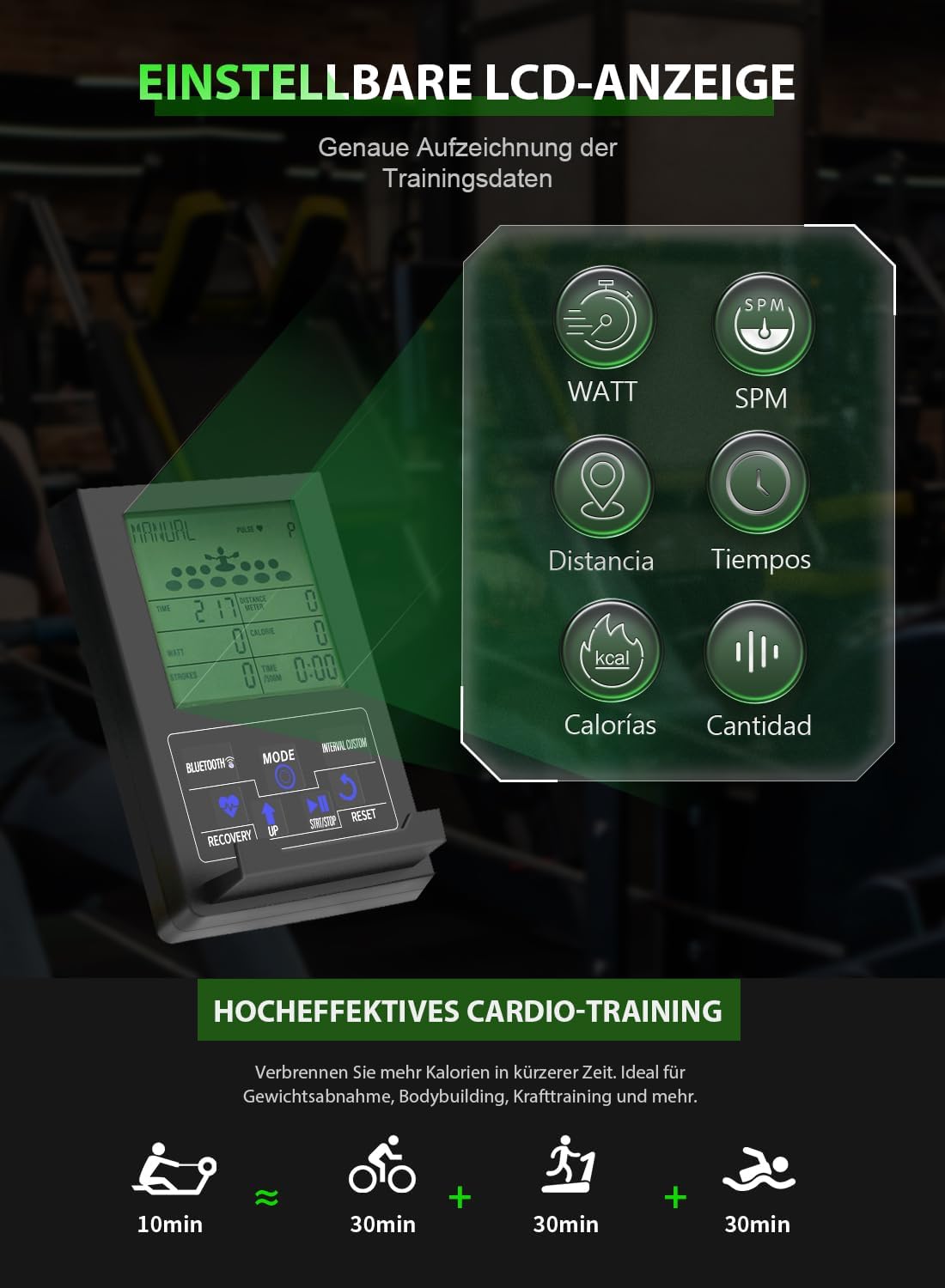 Neezee Water Rudergerät: Massivholz-Heimtrainer