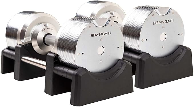 BRAINGAIN Verstellbare Hanteln: Chrom/Schwarz fürs Heimtraining