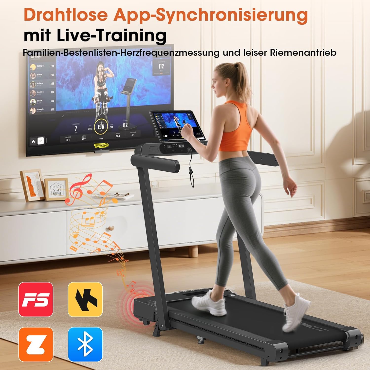 VANNECT Faltbares Laufband: Walking Pad mit Steigung für Zuhause