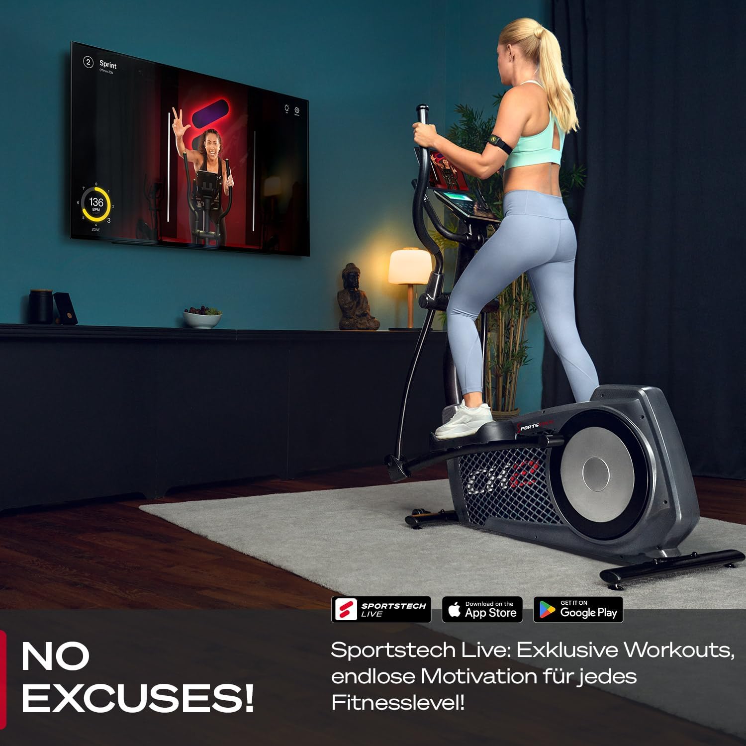 Sportstech CX2: Crosstrainer mit App, 27 kg Schwungmasse & Generator