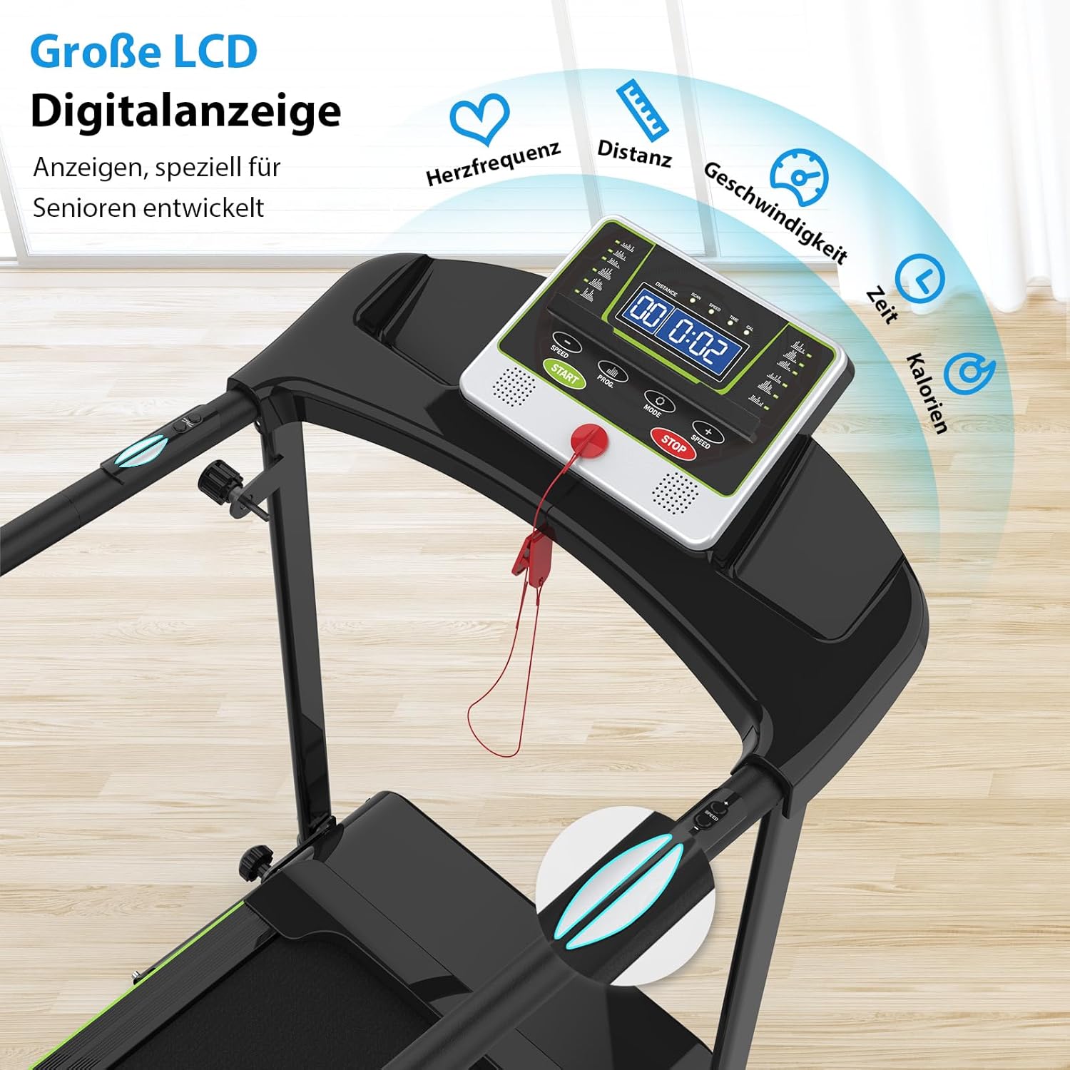 CIIHI Senioren Laufband: Heimtrainer mit extra langen Handläufen für Senioren