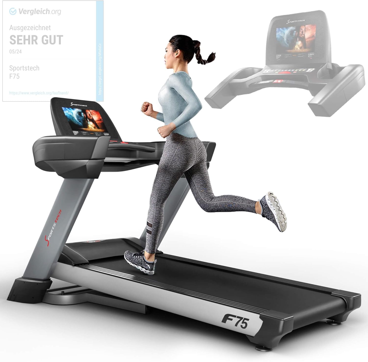 Sportstech F75 Klappbar Profi Laufband mit Android Display, 7PS Leistung