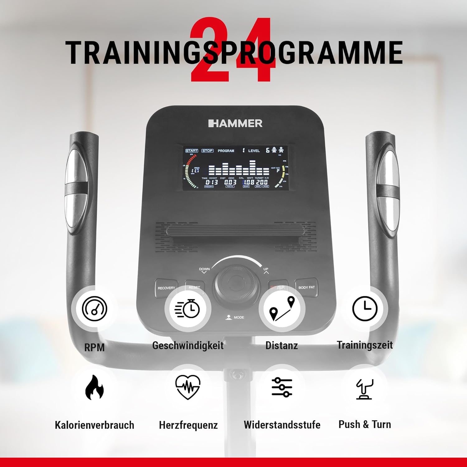 Hammer SpeedMotion II: Crosstrainer mit Steigung, 24 Programmen & 18 kg Schwungmasse