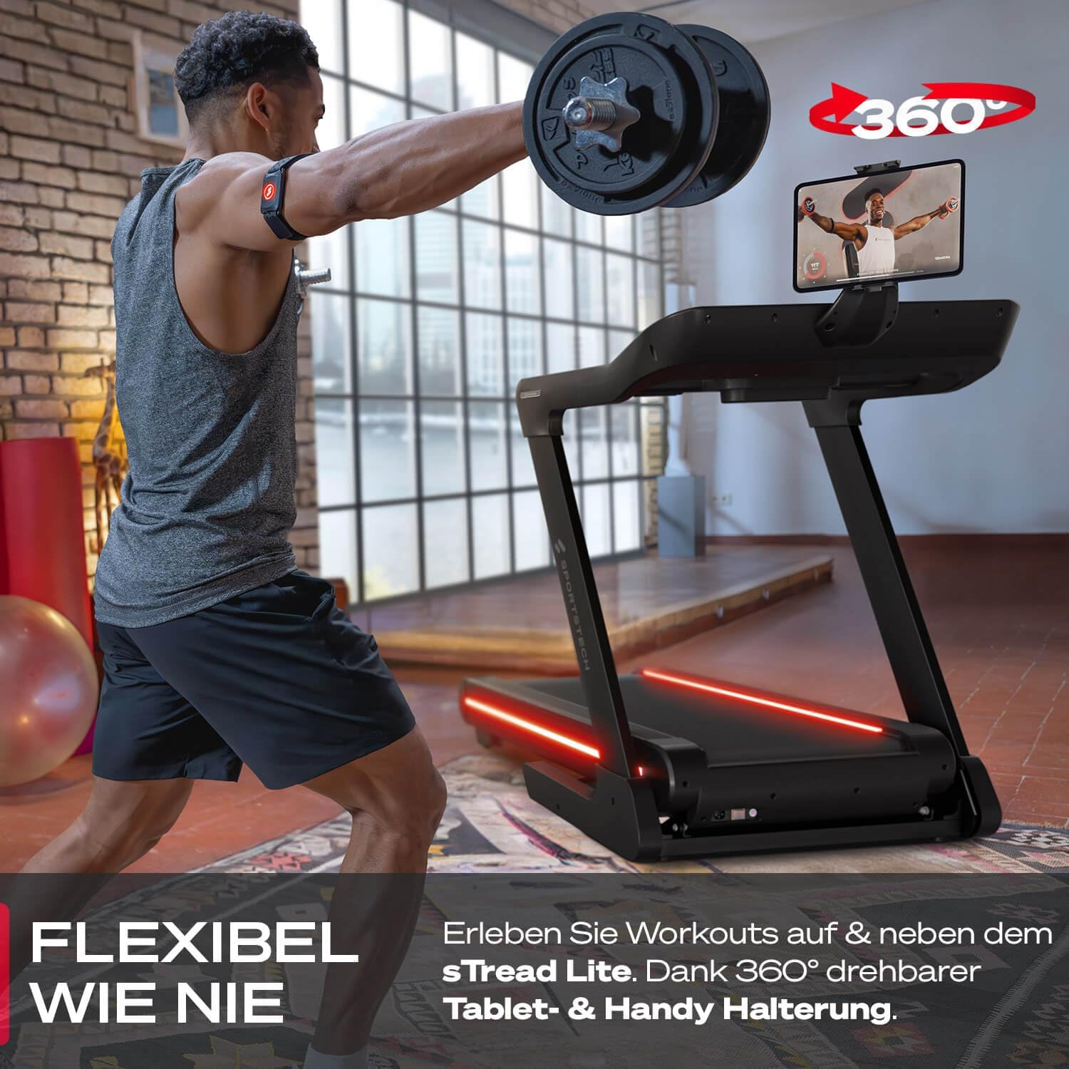 Sportstech sTread Pro/Lite: Klappbares Laufband mit 20 km/h, 17 % Steigung und 7 PS Motor