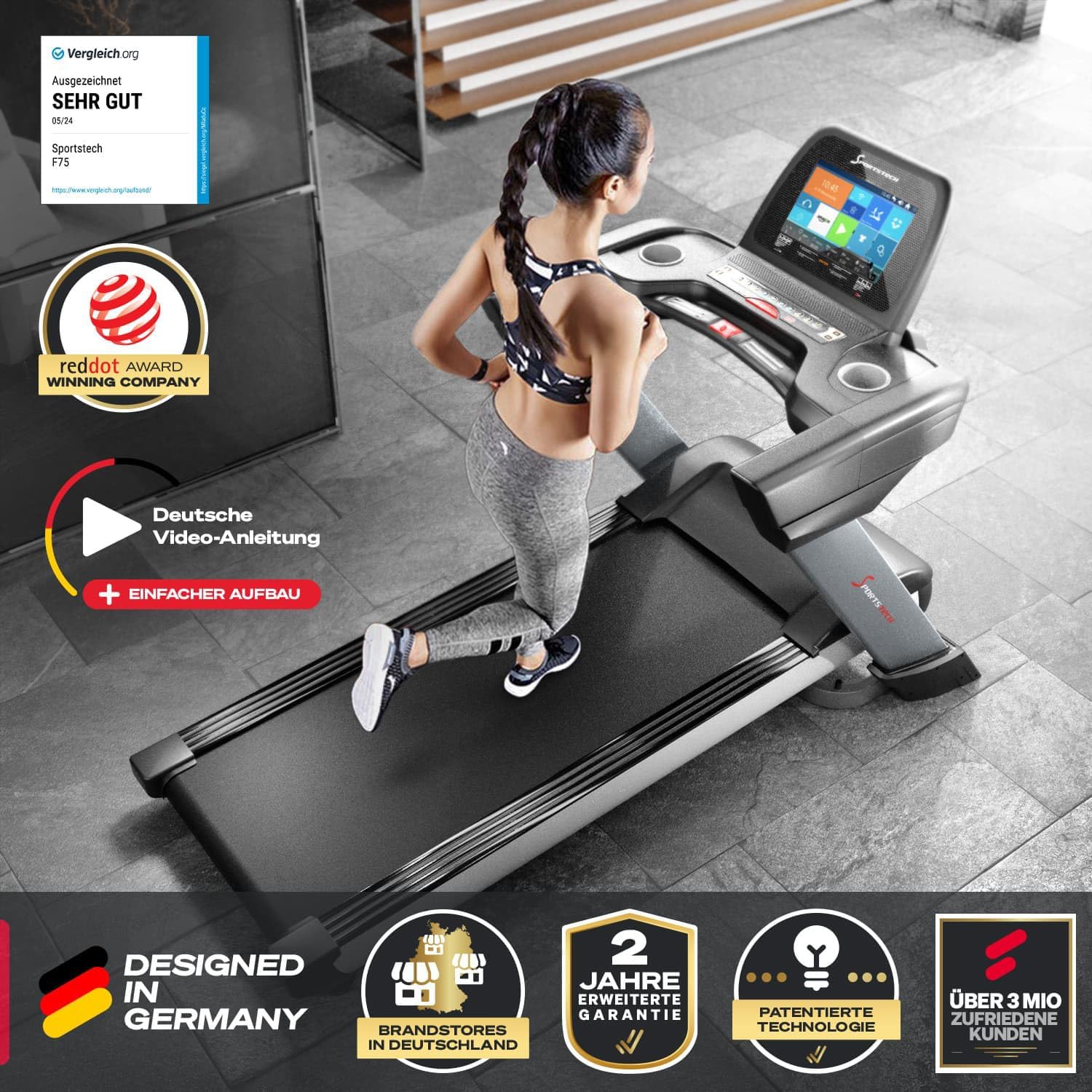 Sportstech F75: Profi-Laufband, klappbar, 7 PS, Android, Made in Germany
