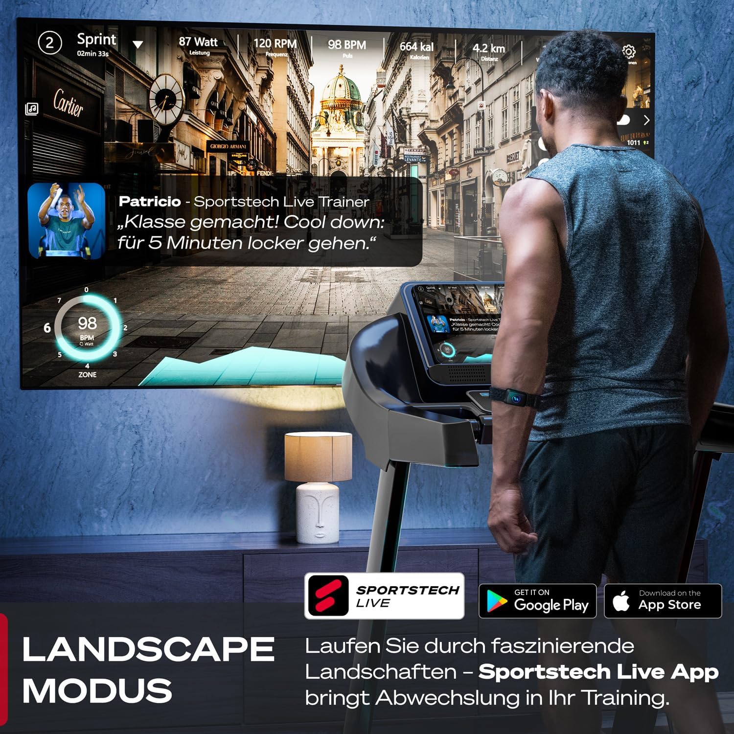 Sportstech F37s: Klappbares Laufband, 7 PS, 20 km/h, Steigung & App